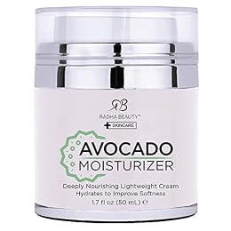 Radha Beauty Glow Boosting Avocado Moisturizer, 1.7 fl oz. for Face, Neck, Decollete - Super Moisturizing Facial Lightweight Cream