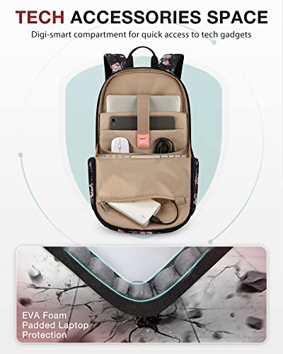 Bagsmart Travel Laptop Backpack Women, 15.6 Inch Anti Theft Laptop Backpack With Usb Charging Port Water Resistant Casual Daypack College Bookbags Computer Backpack For Work, Pink Rose #TOP4