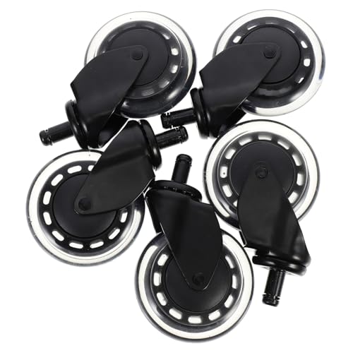 CLISPEED 5pcs Transparent PU Office Chair Wheels with Rotation Smooth Quiet Rolling Furniture Casters for Carpet Protection Heavy Load Bearing Desk Chair Castor Replacement