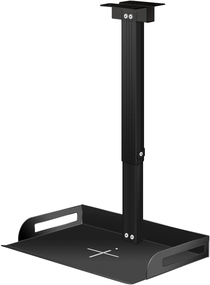 Universal Ceiling Mount with Tray for Projector/Camera ,Wall/Ceiling Mounting, No Hole Installation, Height Adjustable 11.4-22inches, in-Tube Cable Routing