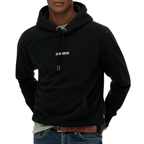 Superdry Para Hombre. M2014259A Sudadera Micro Logo Negro (Xl), Casual, PoliéSter Reciclado, Sostenible-image