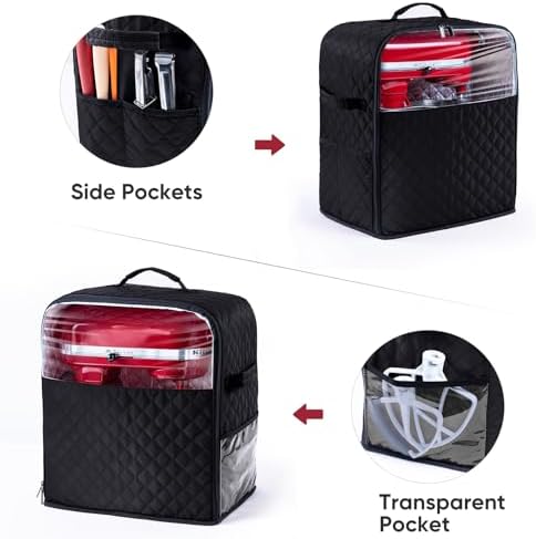 BAGSPRITE Stand Mixer Cover with Appliance Sliders Base Compatible with KitchenAid Mixer-Storage Bag for 6/7/8 Quart with Pockets for Kitchen Aid Accessories and Attachments - 2