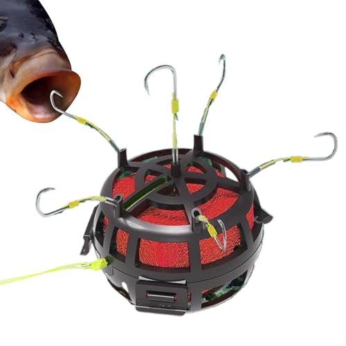 Fishing Hooks - Bait Cage | Reverse Bottom Bait Cage | 360 Degree Rotating 6-Hook Professional Rigs | Reverse Bottom Rig For Til