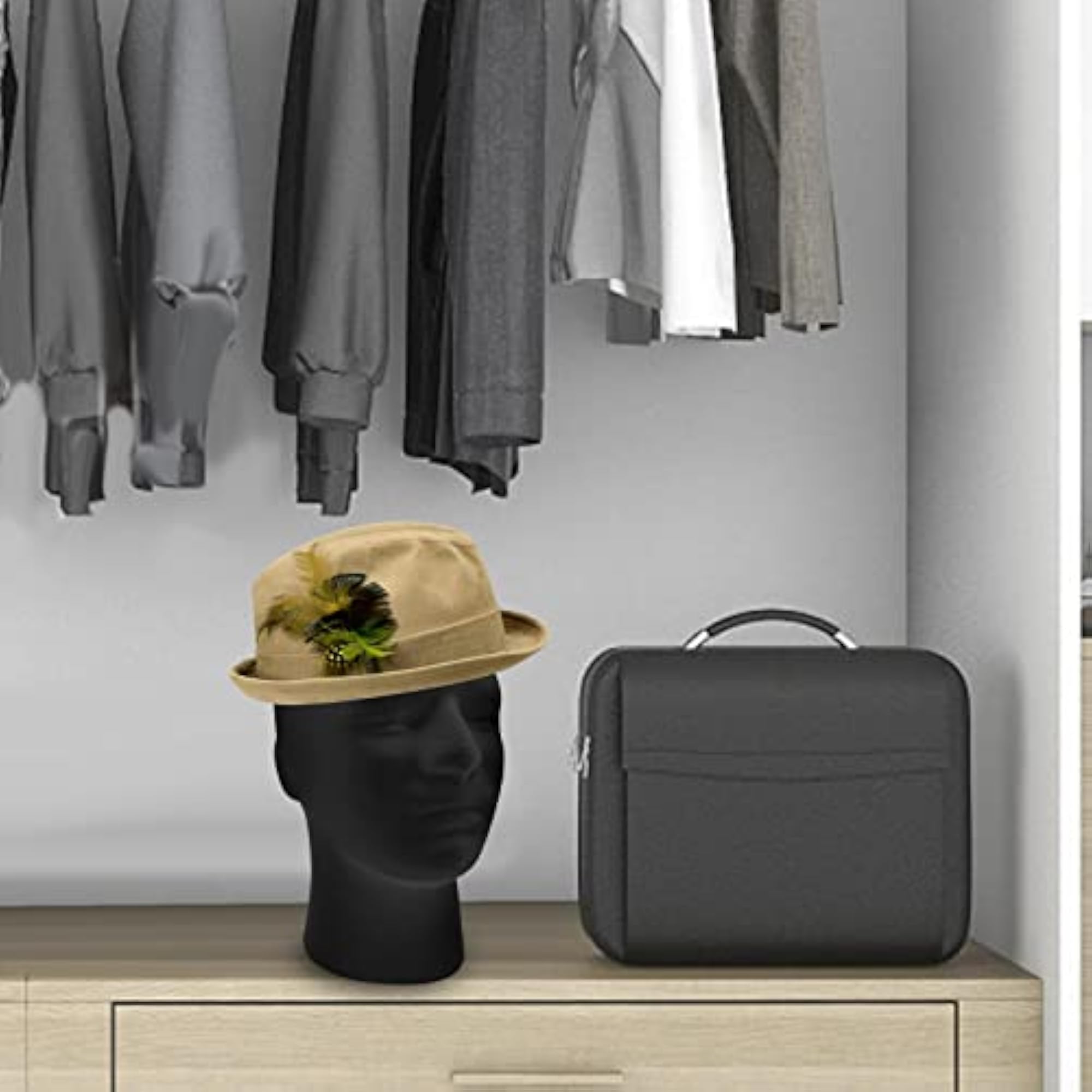 Male Mannequin Head with Round Base for Jewelry Display