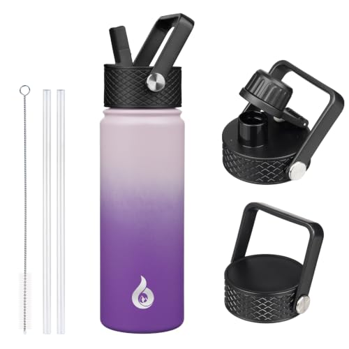 BJPKPK 22oz Insulated Water Bottle with Straw Lid, Stainless Steel Bottle