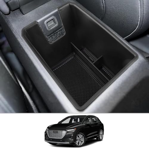 zhangttt Car Centre Console Organiser Tray for Audi Q4 Q5 Etron 2021 2022 2023 | Armrest Storage Box with Dividers | Interior Stowing Container for Small Items.