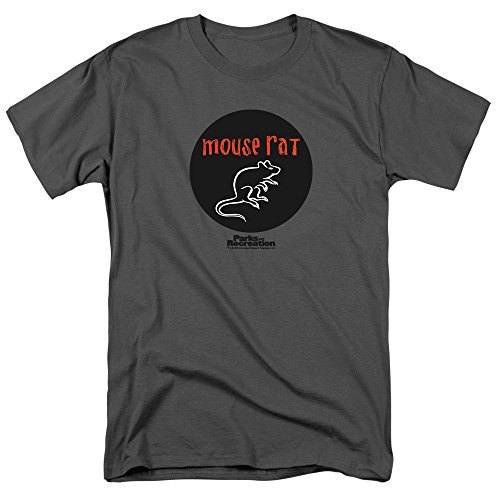 Popfunk Parks & Rec Mouse Rat Pawnee Band Gray T-Shirt & Stickers, Small (Charcoal Gray)