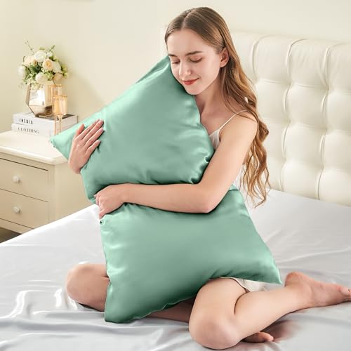 Image of INFIIXSO Silk Pillowcase Mint Green 1PC 20 inchx26 inch