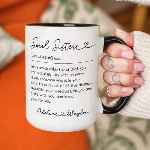 Personalized Soul Sister Mug, Unique Definition Cup for Her, Custom Coffee Gift for Close...