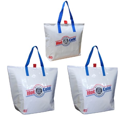 Insulated Reusable Tote Bags, White Color, 3 Pack