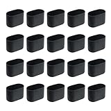Geesatis 1.6' X 0.8' Black Furniture Feet Cover Table Chair Legs Pad Floor Protector, Oval, Rubber and PVC, 20 PCS