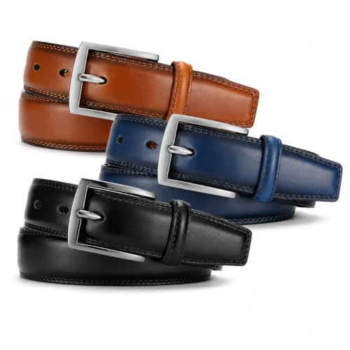 Image of DOOPAI Mens Dress Belt - Genuine Leather Dress Belts For Men,Casual Suit Jeans Belt-Single Prong Buckle black belt
