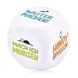 Stresswürfel Entscheidungswürfel PU mit 6 lustigen Aktionen zum Stressabbau und 1 Herzförmig Schlüsselanhänger Stress Reliever Ball Dekompressionsspielzeug für Büro Freunde usw.