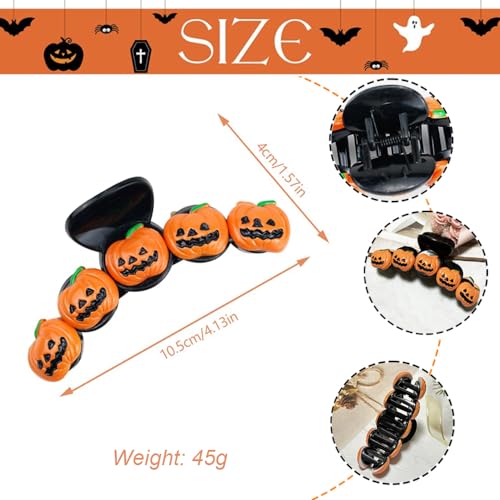 Pinza de cabello calabaza Halloween 5D grande miniatura 2
