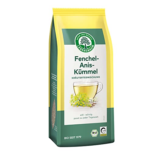 LEBENSBAUM Tee Fenchel Anis Kümmel, Bio-Tee süß-würzig, Kräutertee Beutel, 100% natürlicher Geschmack, 20 Teebeutel à 2,5g