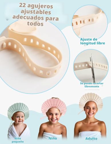 Miniatura 4 de Fusacony Gorro Ducha Niña, Visera Baño Bebé - 22 Ajustes - Gorro De Ducha Para 6 Meses Y Adultos - Evita El Jabón En Los Ojos Del Bebé Y Que Entre Agua En Los Oidis Rosa