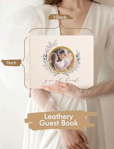 Image of molekaus Wedding Guest Book Hardcover 8 inch x 10 inch,100 Pages | Wedding Guest Book,Guest Book Weddings Reception,Polaroid Guest Book for Wedding with Pen, Photo Corner