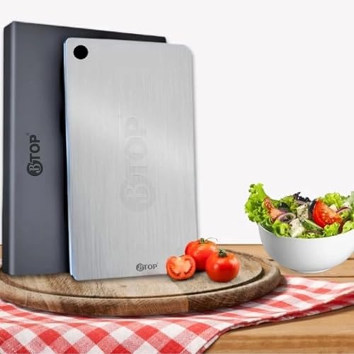 Image of Btop Stainless Steel Chopping Board, Corrosion Resistant, Waterproof, Rust-Proof, Professional Kitchen Equipment (Steel Reguler Size O Chopping Board)