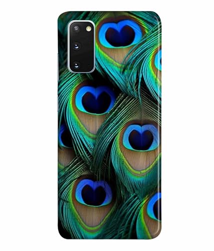 Image of Printed Hard Back Case Cover & Compatible for Samsung Galaxy S20 | Peacock Feather (Multicolor) - D1184