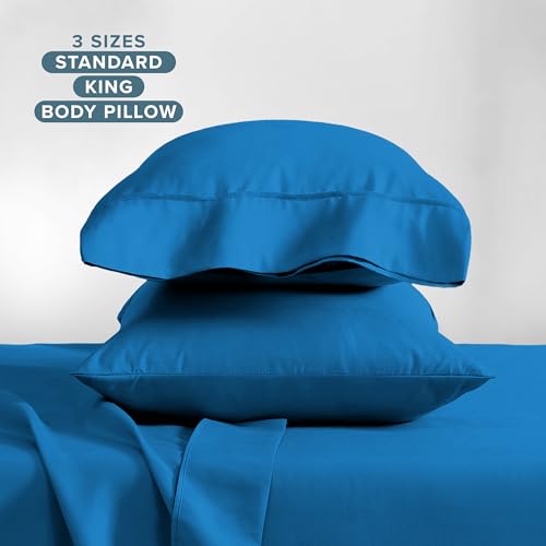Image of Bare Home Microfiber Pillow Cases - King Size Set of 2 - Cooling Pillowcases - Double Brushed - Medium Blue Pillowcases 2 Pack - Easy Care (King Pillowcase Set of 2, Medium Blue)