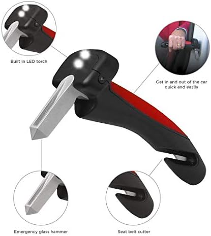 Car Cane Mobility Aid Standing Support Portable Grab Bar Assist Handle All-in-One Auto with Built in LED Flashlight Seatbelt Cutter and Window Breaker