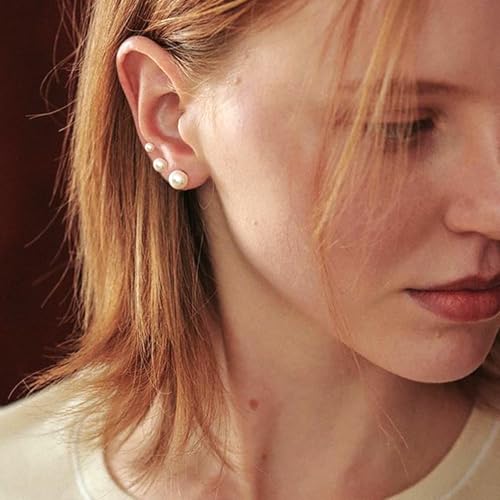 Senteria 925 Sterling Silver Pearl Earrings Studs Set Hypoallergenic Small Stud Earrings Lightweight Shiny Earrings Studs for Women 6 Pairs 3-10MM4