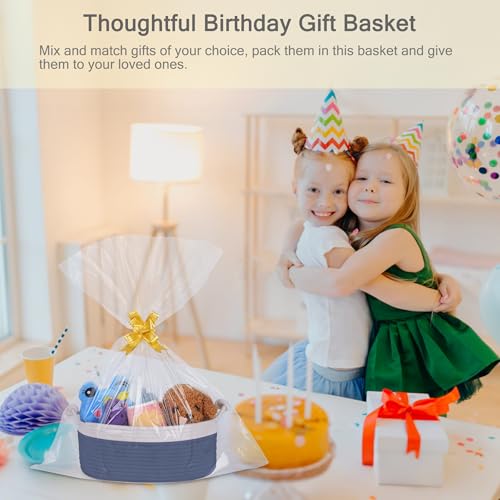 Image of Small Empty Gift Basket with Bag & Ribbons, White & Folkstone Gray