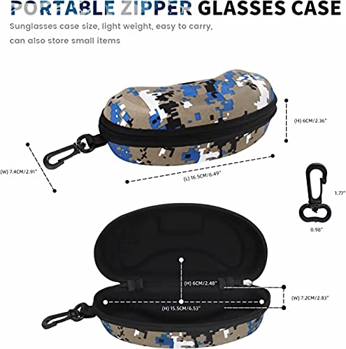 Voitead 3 Pack Semi-Hard Shell Zipper Eyeglasses Case Portable Sunglasses Case With Plastic Hanging Hook (3 Pcs Camouflage) #TOP3