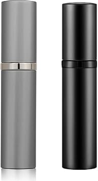 Perfume Atomizer, Portable & Refillable Perfume Bottle For Travel, Leakproof & Luxury Dispenser for Fragrance,Cologne, Mini Empty Spray Bottle for Traveling and Outgoing, 5ml/Black and Grey