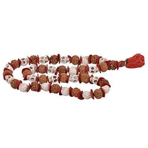 OMG-Deal Rudraksha Schädel Mala Rosenkranz Shiva Halskette Wicca Göttin Kali Tantra Yoga 57 Perlen Kantha Cover