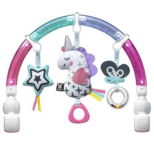 Benbat Baby Stroller Arch Toy Rainbow Dazzle Friends Play Bar. Fun Newborns Sensory Activity, Adjustable For Bouncers And Car Seat, Unicorn #TOP4