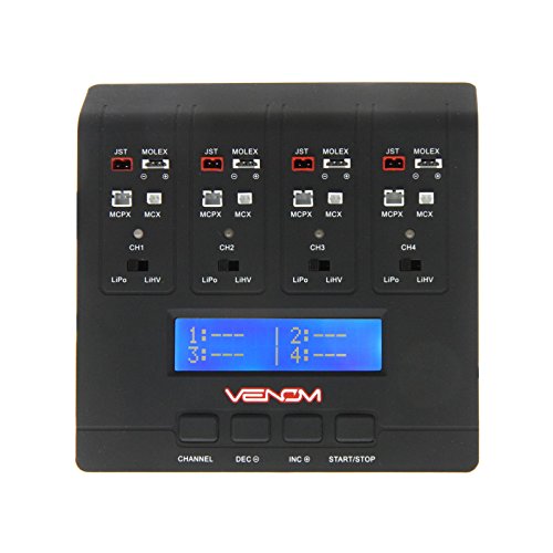 Venom Racing 0696 Pro Quad Micro 4.35Wx4 AC/DC 1A LiPo & LiHV Battery Balance Charger