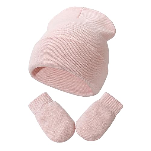 DRESHOW Kleinkind Beanie Kinder Wintermützen und Fäustlinge Set für...