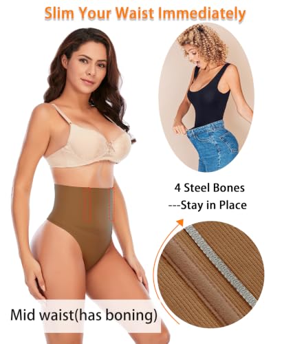 Image of Werena Tummy Control Thong Shapewear for Women Seamless Shaping Novelty Thong Panties Body Shaper Underwear