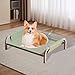 HouseVibe Elevated Pet Bed with Metal Resistant Sturdy Frame All Seasons Breathable Cooling Portable Pet Hammock for Indoor Cats Green Size M- Green M