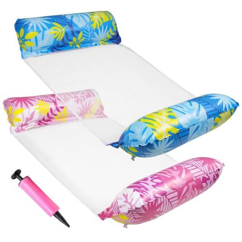 OKMIJN 2 Piezas Plegable Hamaca de Agua Flotante para Adultos, Colchoneta Piscina Adultos, HHamaca Piscina Flotante, Colchoneta Hinchable Piscina, Flotadores Piscinaa, Hamaca Flotante Piscina