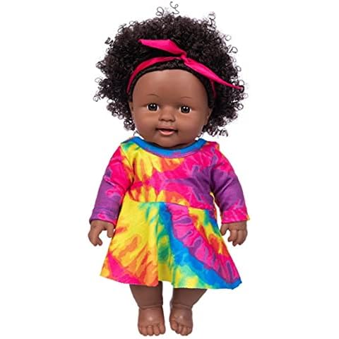 Simulation baby game doll African realistic girl vinyl tie dye curly hair black baby Cover