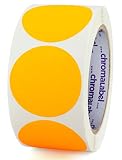 ChromaLabel 2 Inch Round Label Permanent Color Code Dot Stickers, 500 Labels per Roll, Fluorescent O