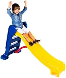 Escorregador Médio Divertido - Escada Azul e Rampa Amarela