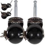 Anneome 4 Sätze Möbelrollen mit Bremse Robuste Bürostuhl Stahl PP Drehbar Einfache Montage Ersatz für Schreibtischstuhl Geeignet für Hartböden und Teppich Langlebig und Stabil