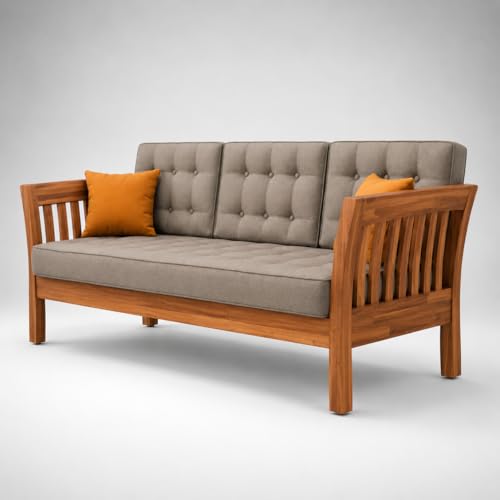 Image of Premium Wooden Couch for Living Room | Premium Upholstered Seating | Modern Designer Sofa for Home, Lounge & Relaxation Spaces (111821303 3S)