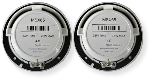 Jensen MSX65R Pair 6.5" Marine Hi-Performance Waterproof Coaxial Speakers, 75 Watts Maximum Power, 65HZ - 20kHz Frequency Response, 4 Ohms Impedance, 1" Voice Coil Size, Flush Mount by Jensen - Used condition - Image 2