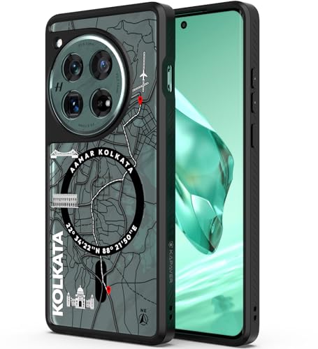 Image of KAPAVER Mag-X Back Cover Case Compatible with OnePlus 12 5G (PC+TPU) (GPS Kolkata), Multicolour