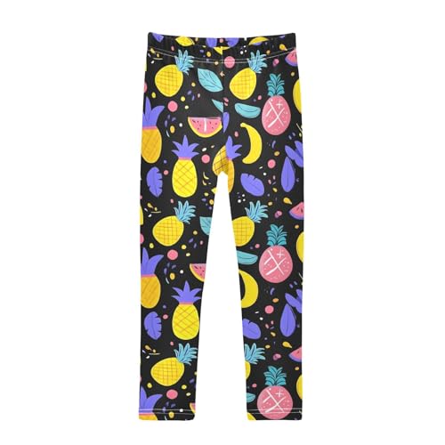 ALAZA Girls' Leggings Children's Yoga Pants Skinny Printed Dance Colorful Fruit Comfortable 4T