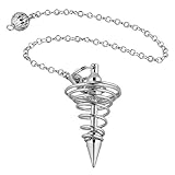 Taille de Pendule de Radiesthésie en spirale: Longueur Tital (chaîne incluse) environ 22cm; pendentif pointu de 5 cm de long sur 2,3 cm de large; Poids total environ 11g / pc. Fourni avec un sac cadeau de marque.