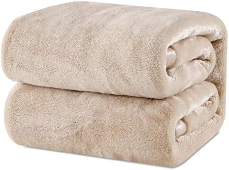 EMME Velvet Throw Blankets Quality High-Density Blanket for Couch Silky Soft Blankets and Throws Premium Cozy Fleece Blanket Lightweight and Warm for All Season (Tan, 50" x 60")
