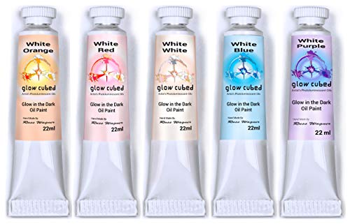 Glow in The Dark Artist Professional Oil Paint Luminescent Phosphorescent Self-Luminous Paint Glow Cubed (Sets, White)