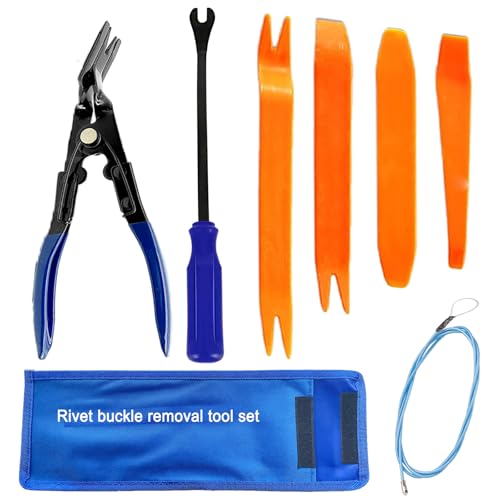 ToBeBold 内張り剥がし クリッププライヤ クリップクランプ ツール ドライバー型 プライヤ 型 パネルはがし 収納袋付き ブルー