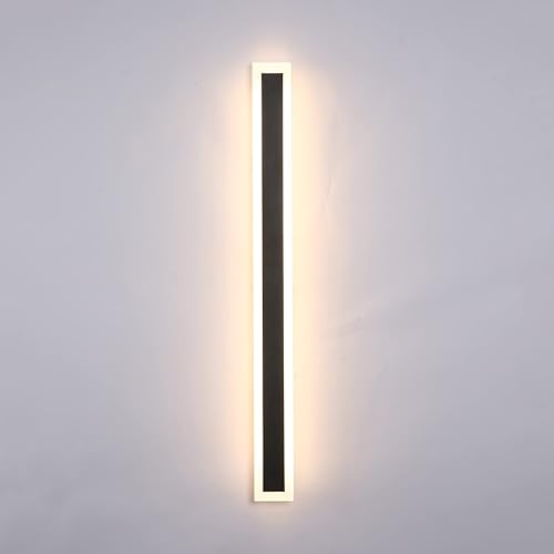 YAOWSZM Outdoor Strip Wall Light LED Modern Wall Light Fixture Rectangular Black Wall Light 18W Elegant Frosted White Acrylic IP65 Suitable for Balcony Porch