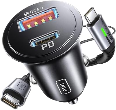 INIU 60W Dual Port Fast Car Charger with USB-C Cable